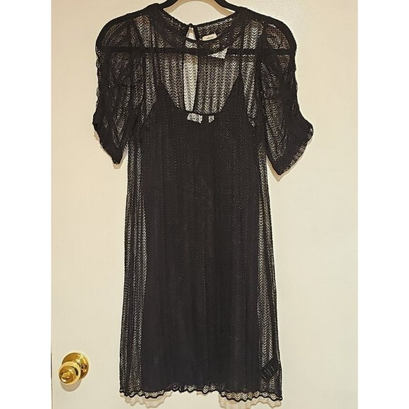 ALT Elena Gilbert Anthropologie Wilfred Crochet Dress Sz Small Black Whimsigoth - Picture 3 of 9